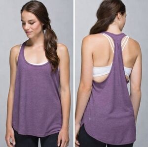 LULULEMON‎ Heathered Purple Fog Stripe 105 F Racerback Athletic Tank Top Sz 4